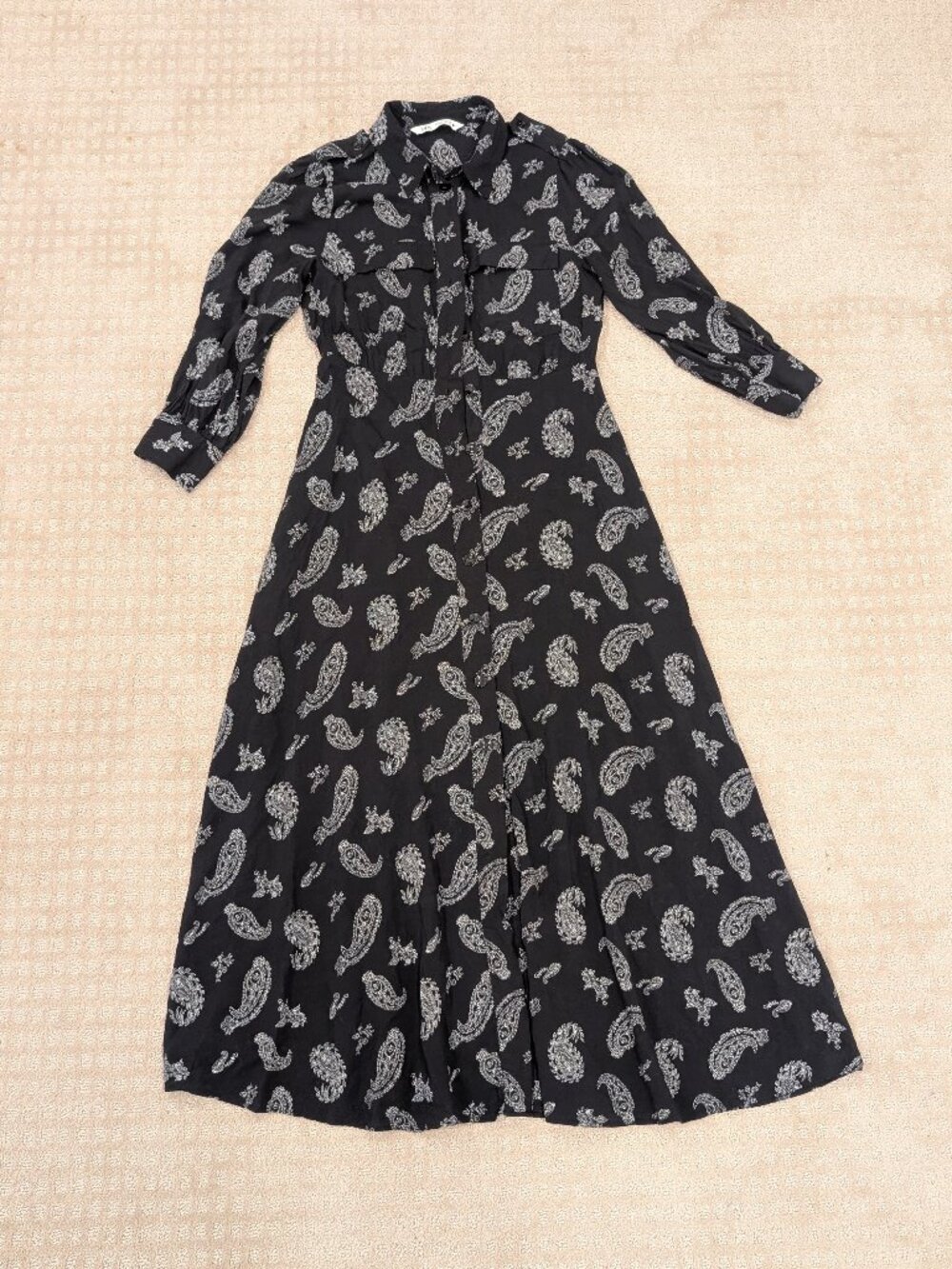 Zara Western motif paisley print midi dress - Women's sz S